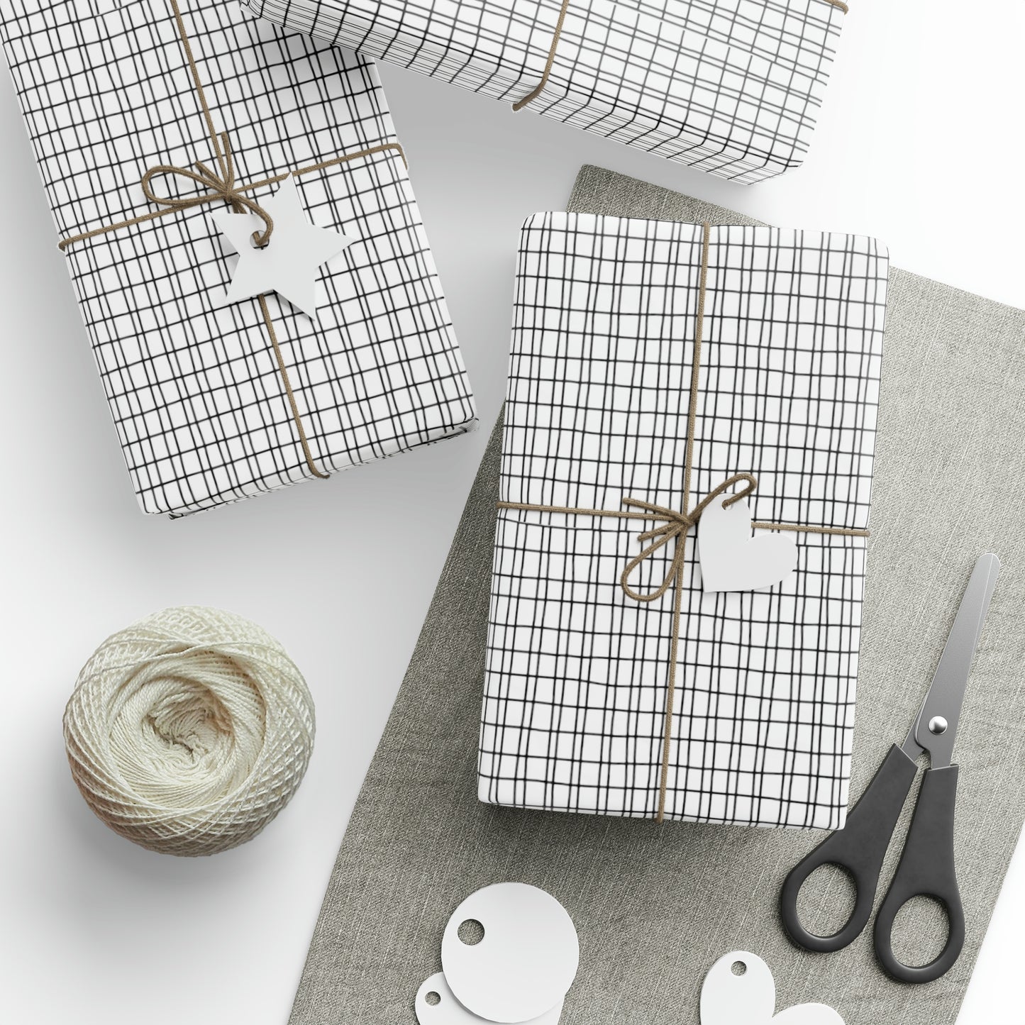 White Grid Wrapping Paper