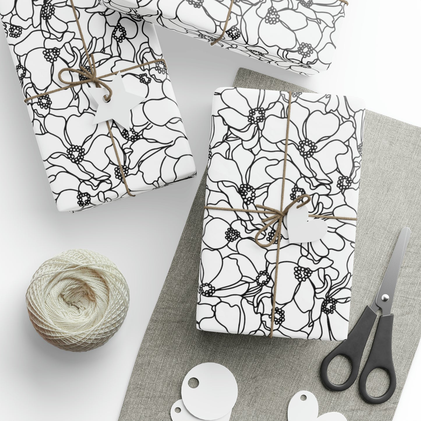White Floral Wrapping Paper
