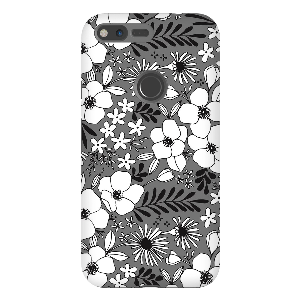 Grey Floral Patterned Phone Case