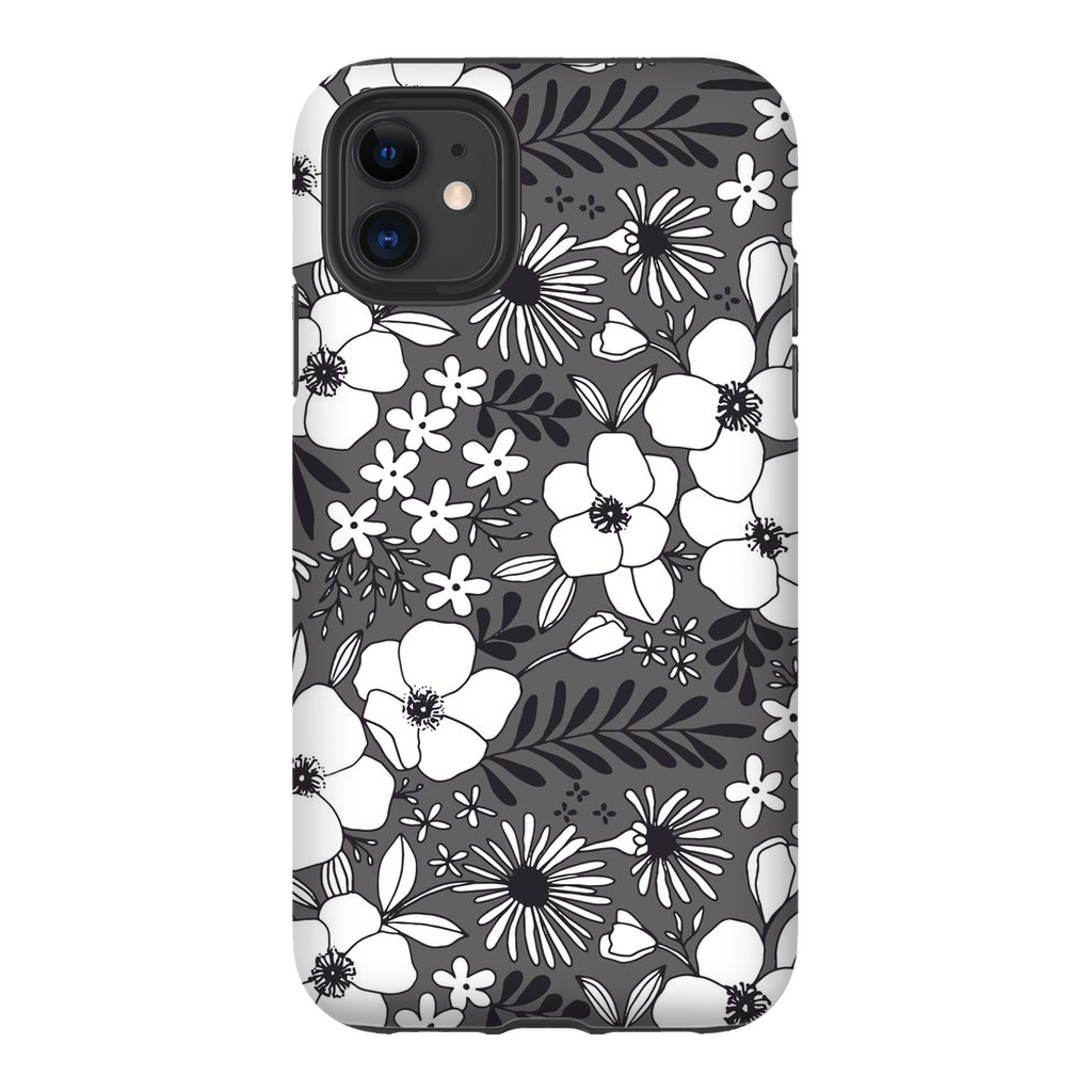 Grey Floral Patterned Phone Case