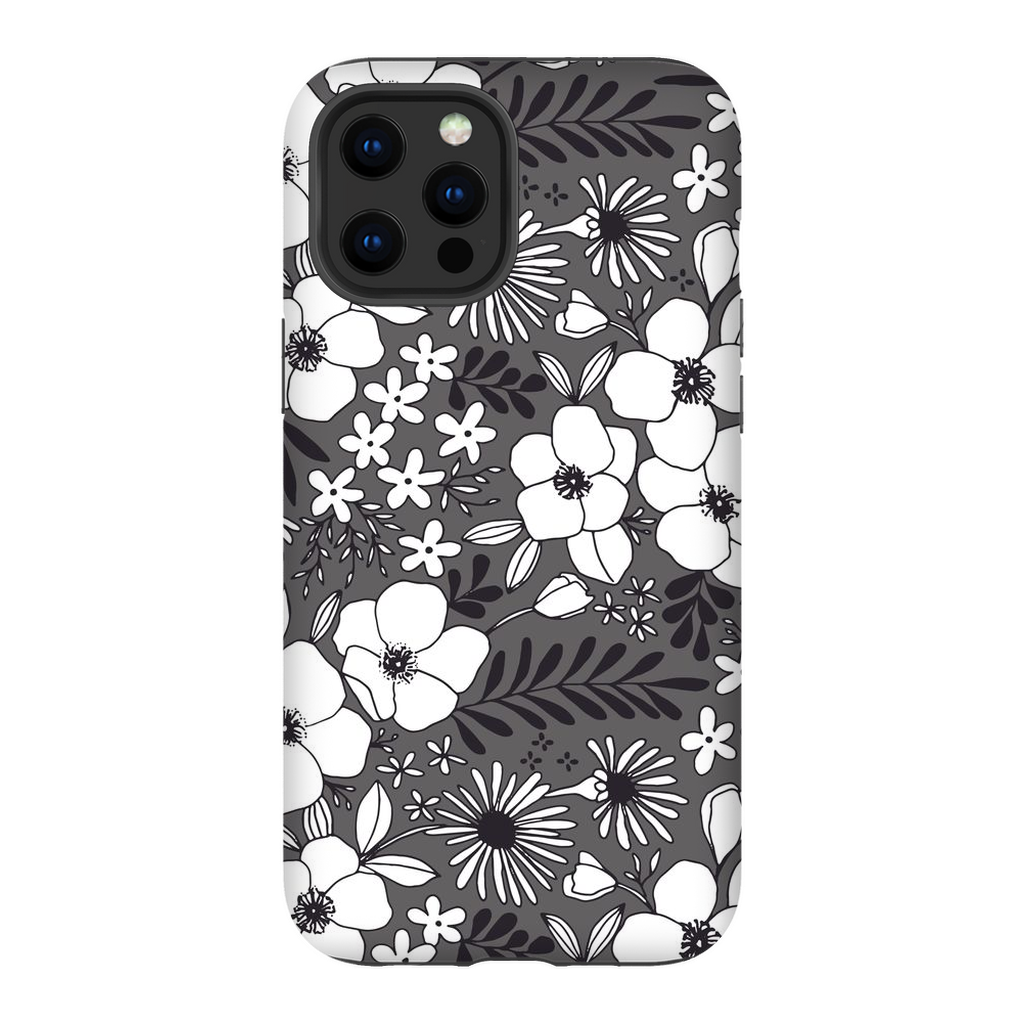 Grey Floral Patterned Phone Case