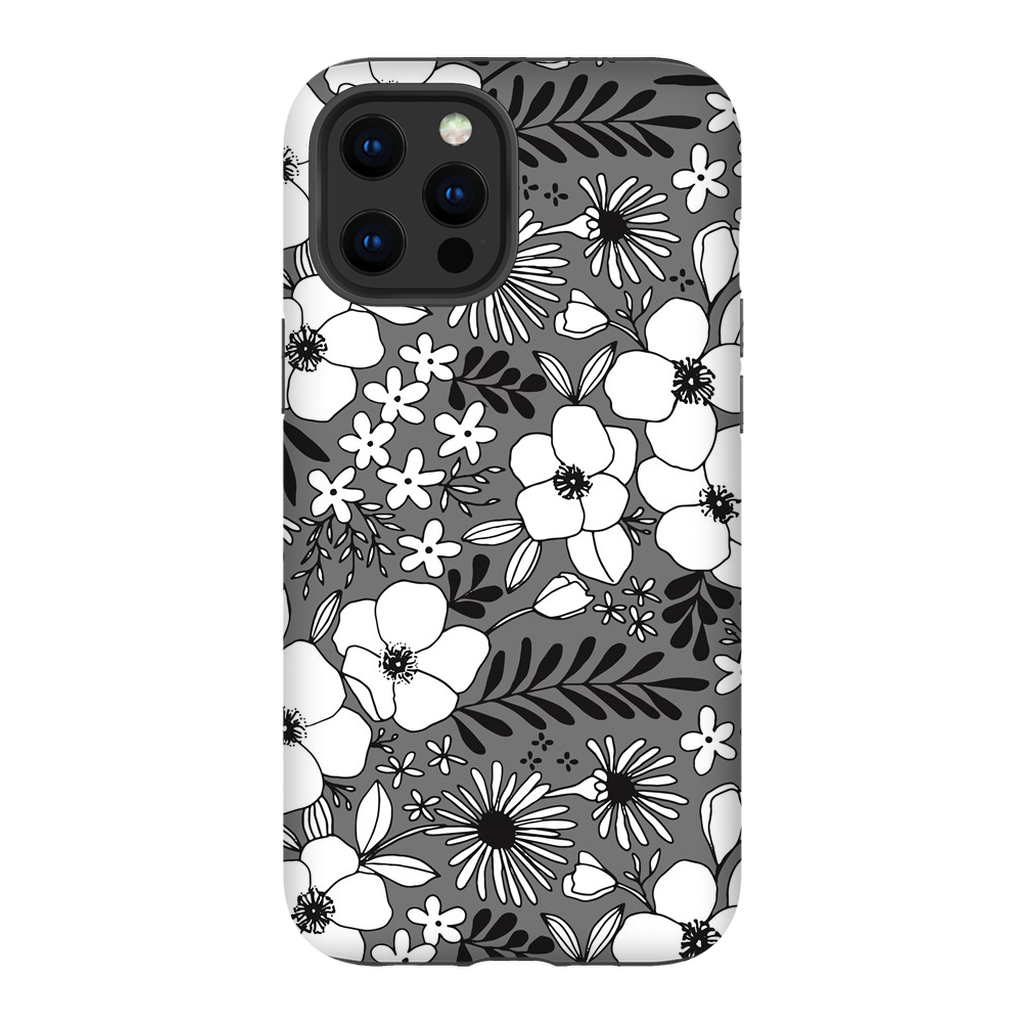 Grey Floral Patterned Phone Case