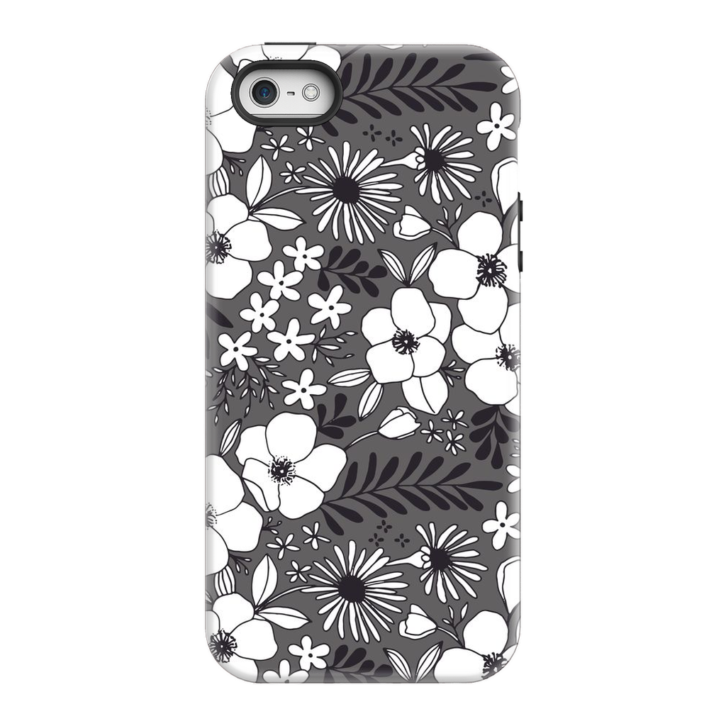 Grey Floral Patterned Phone Case