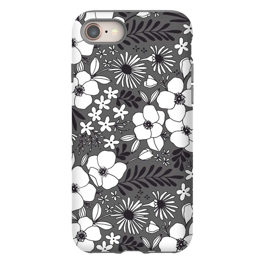 Grey Floral Patterned Phone Case