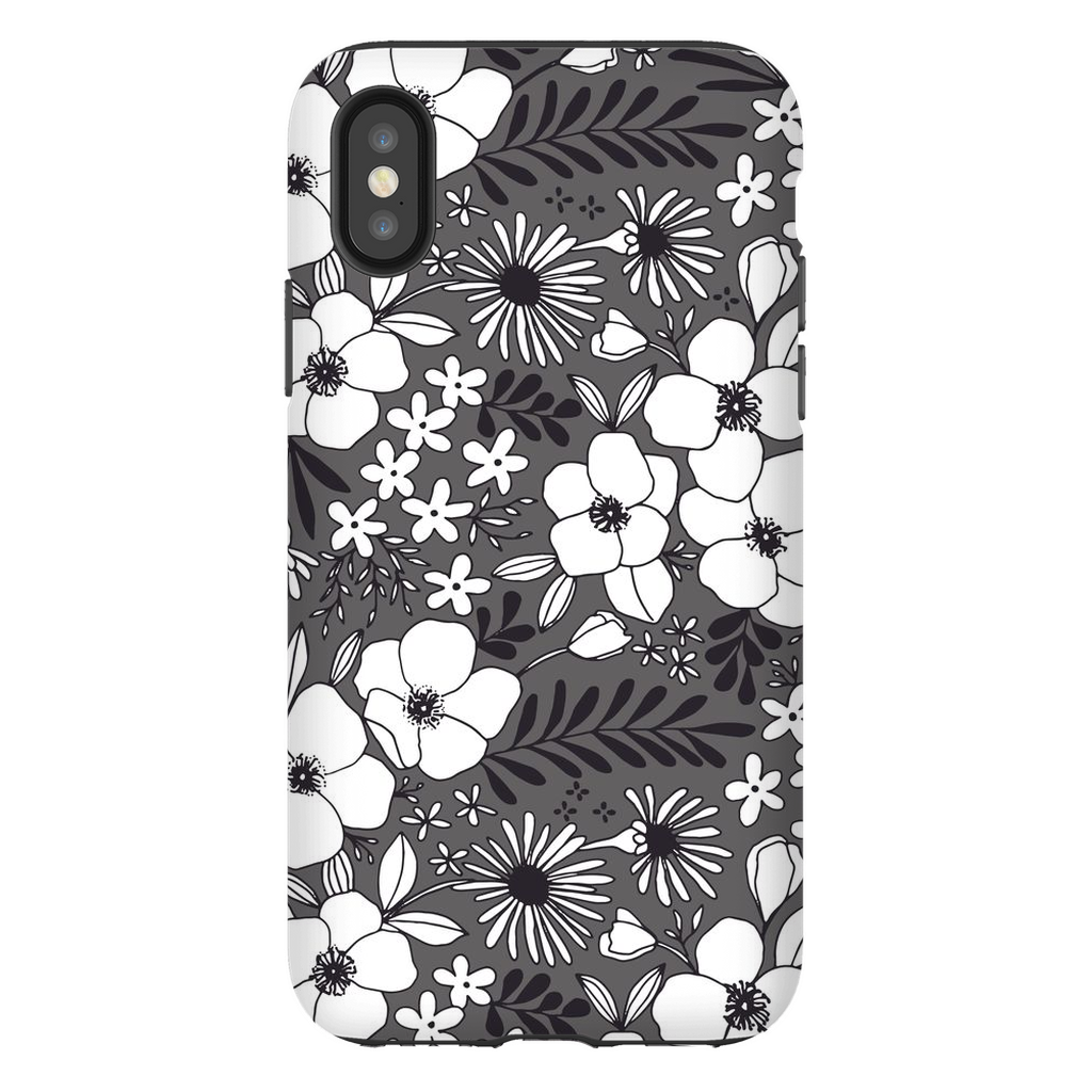 Grey Floral Patterned Phone Case