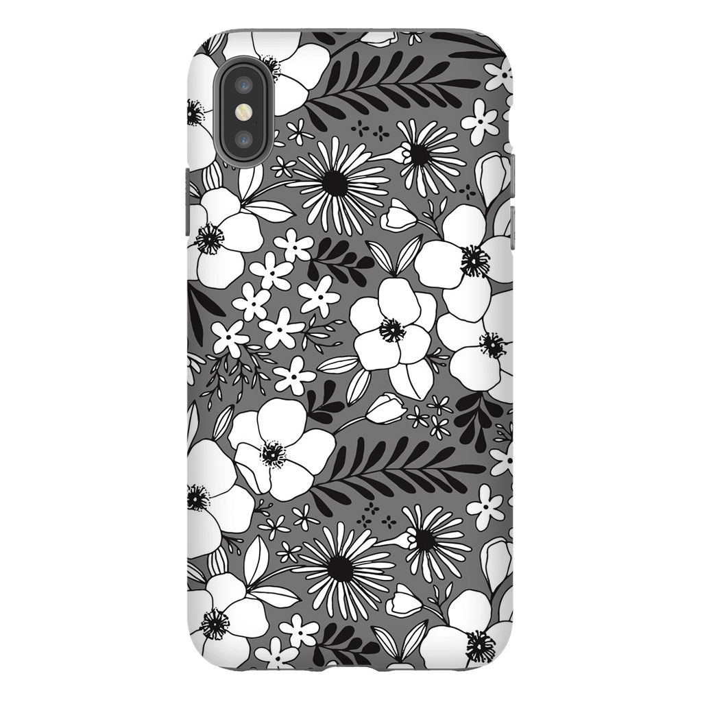 Grey Floral Patterned Phone Case