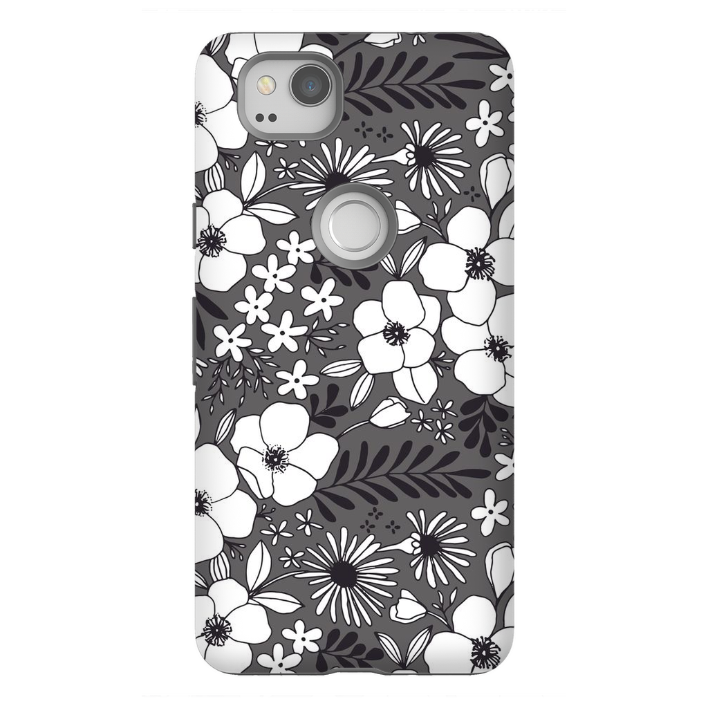 Grey Floral Patterned Phone Case
