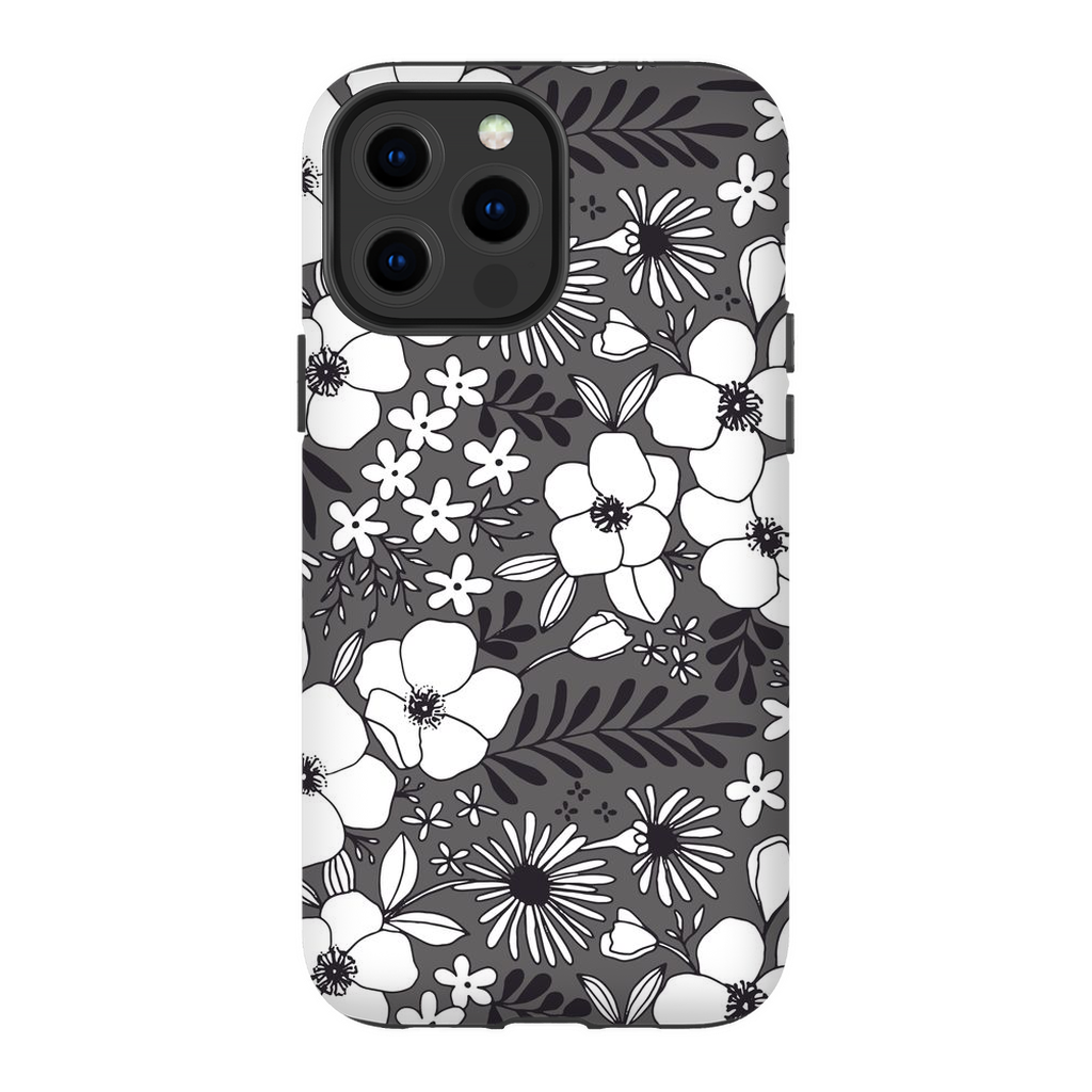 Grey Floral Patterned Phone Case