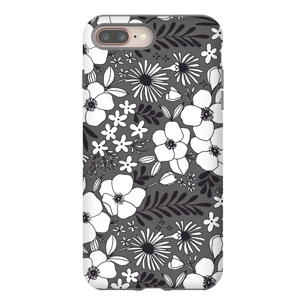 Grey Floral Patterned Phone Case