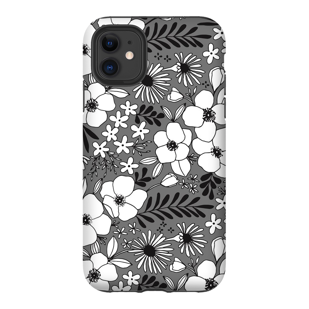 Grey Floral Patterned Phone Case