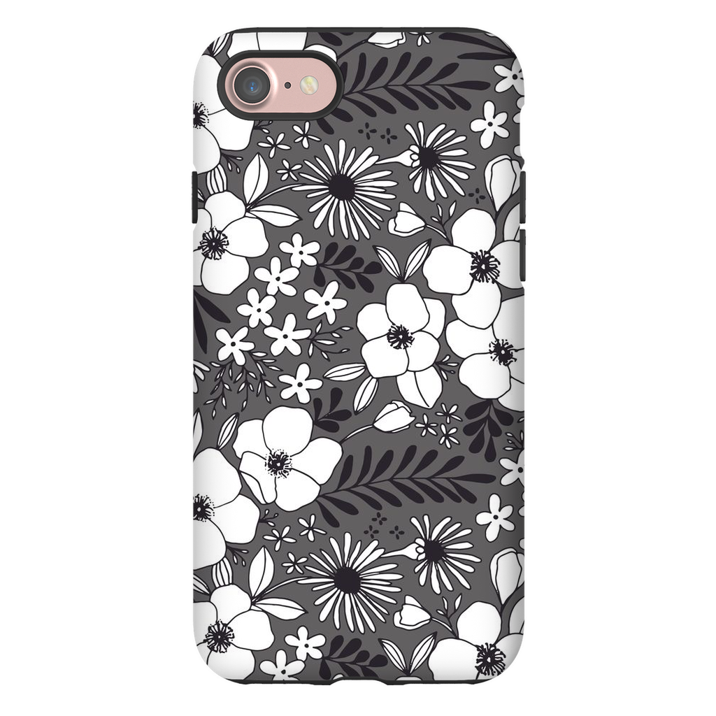 Grey Floral Patterned Phone Case