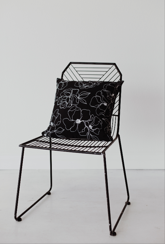 Black Floral Pillow