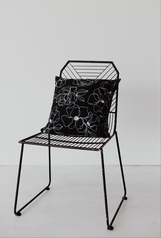 Black Floral Pillow