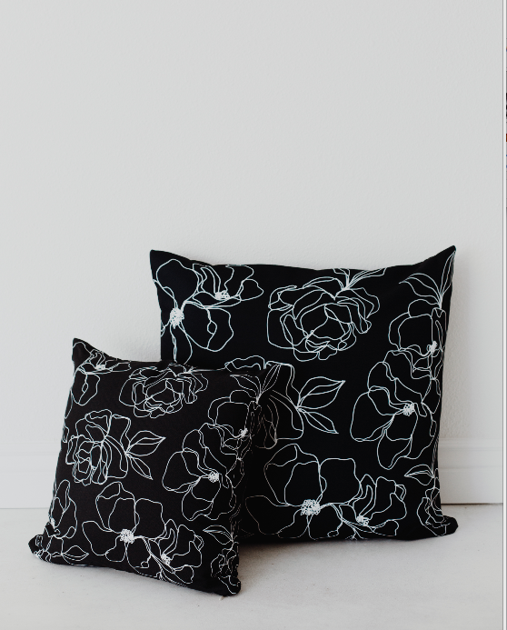 Black Floral Pillow