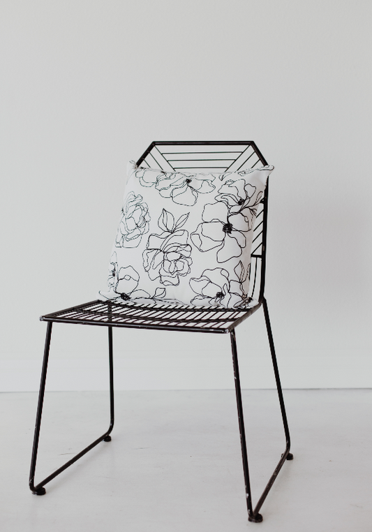 White Floral Patterned Pillow