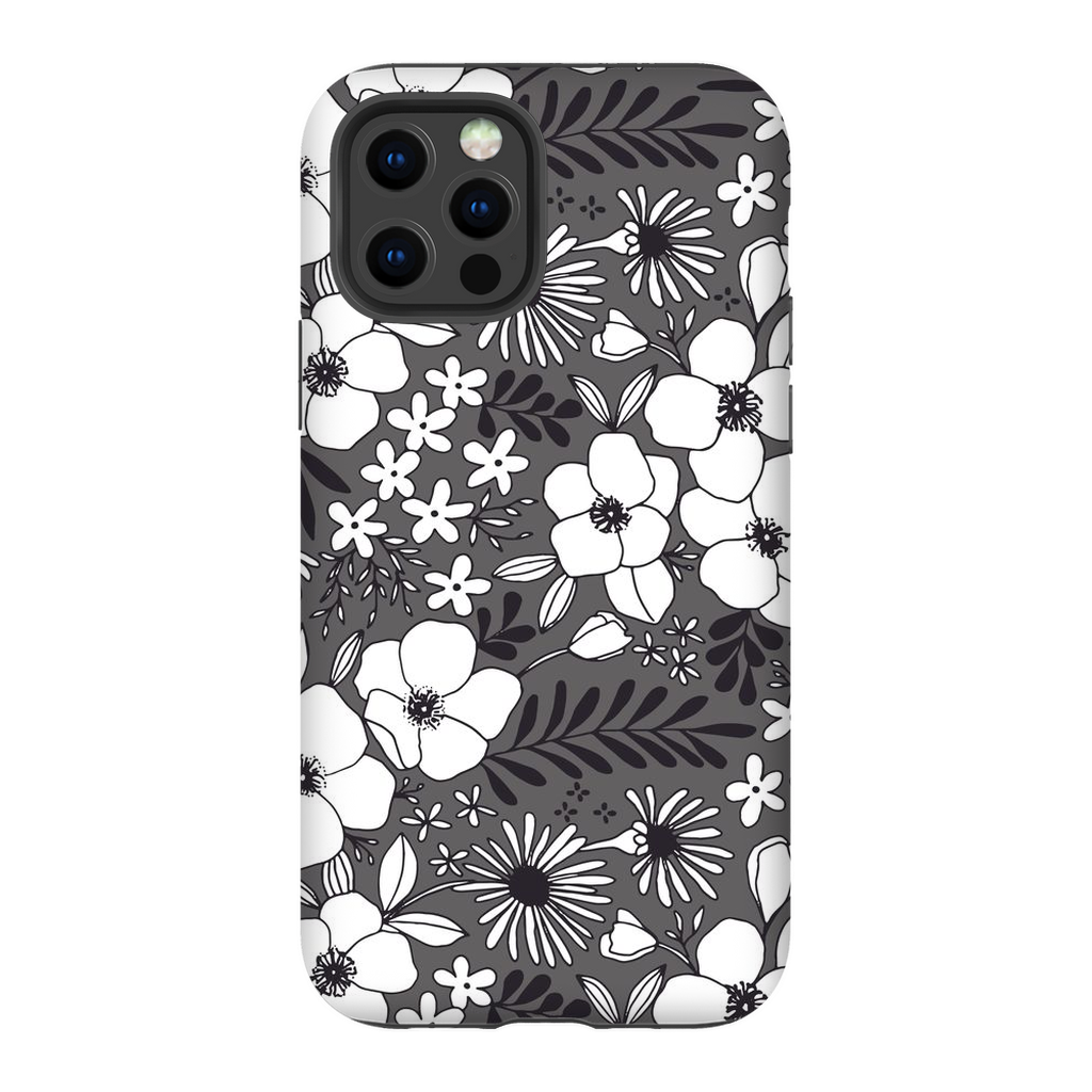 Grey Floral Patterned Phone Case
