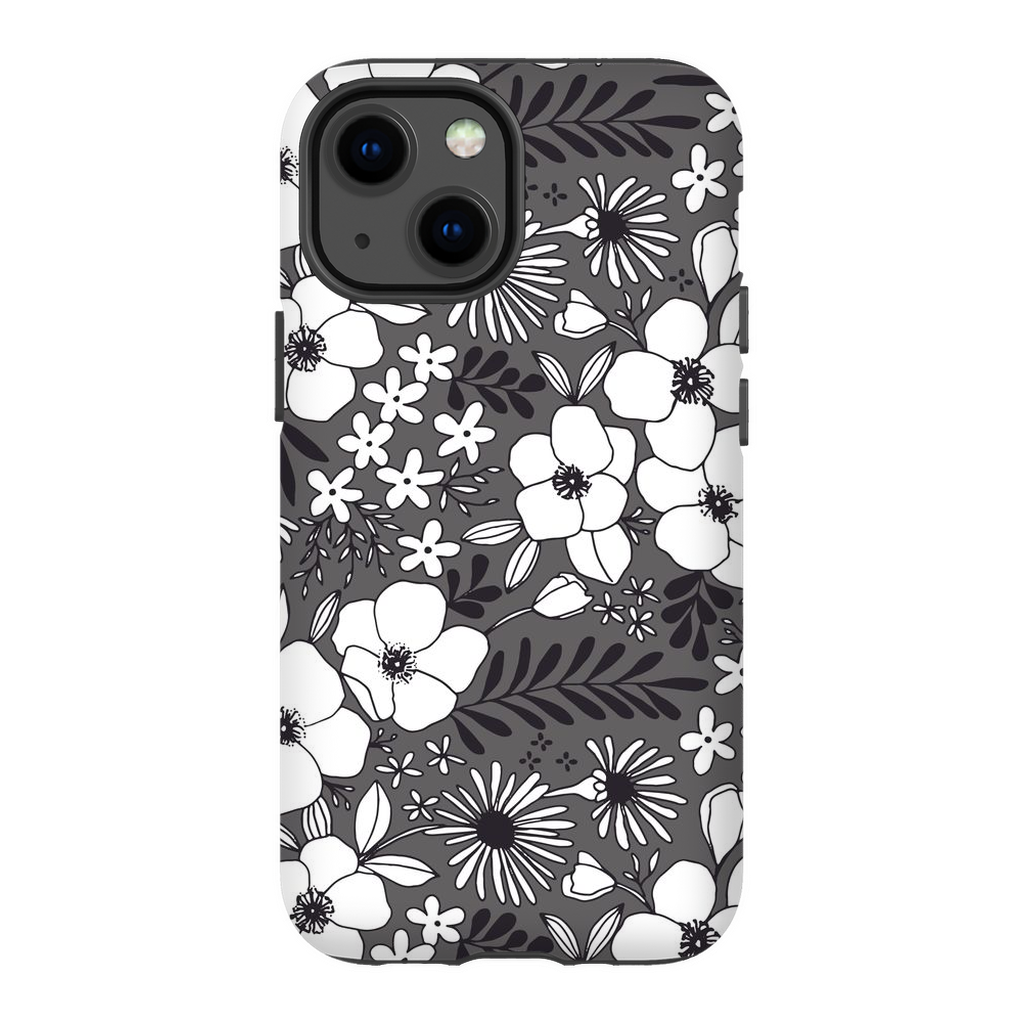 Grey Floral Patterned Phone Case