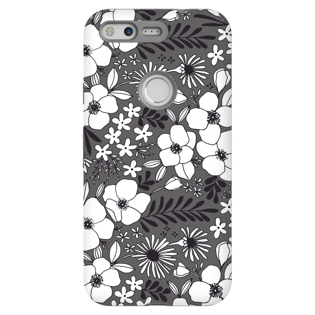 Grey Floral Patterned Phone Case