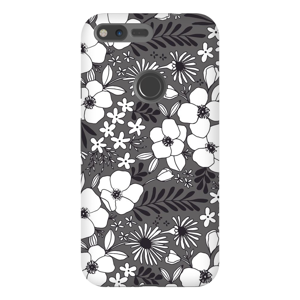 Grey Floral Patterned Phone Case