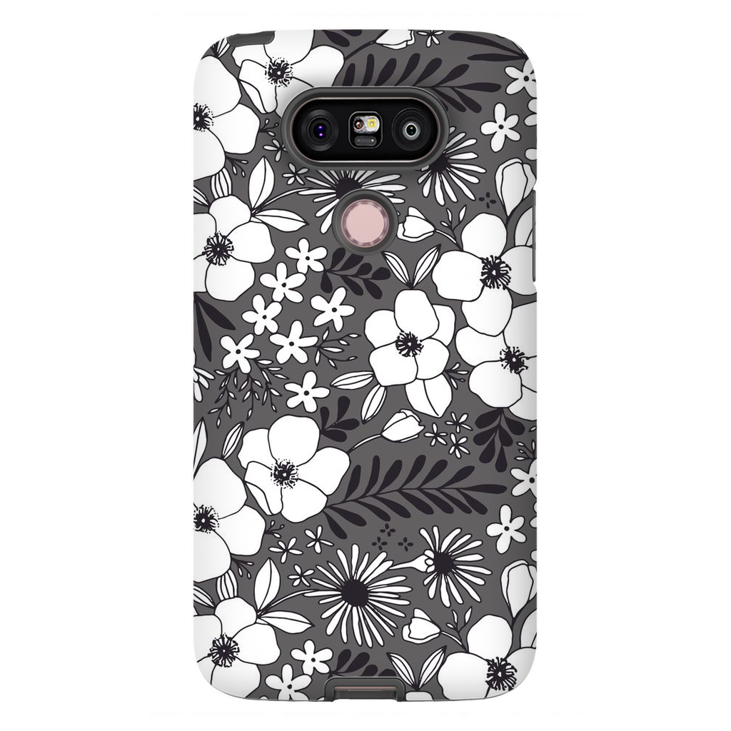Grey Floral Patterned Phone Case