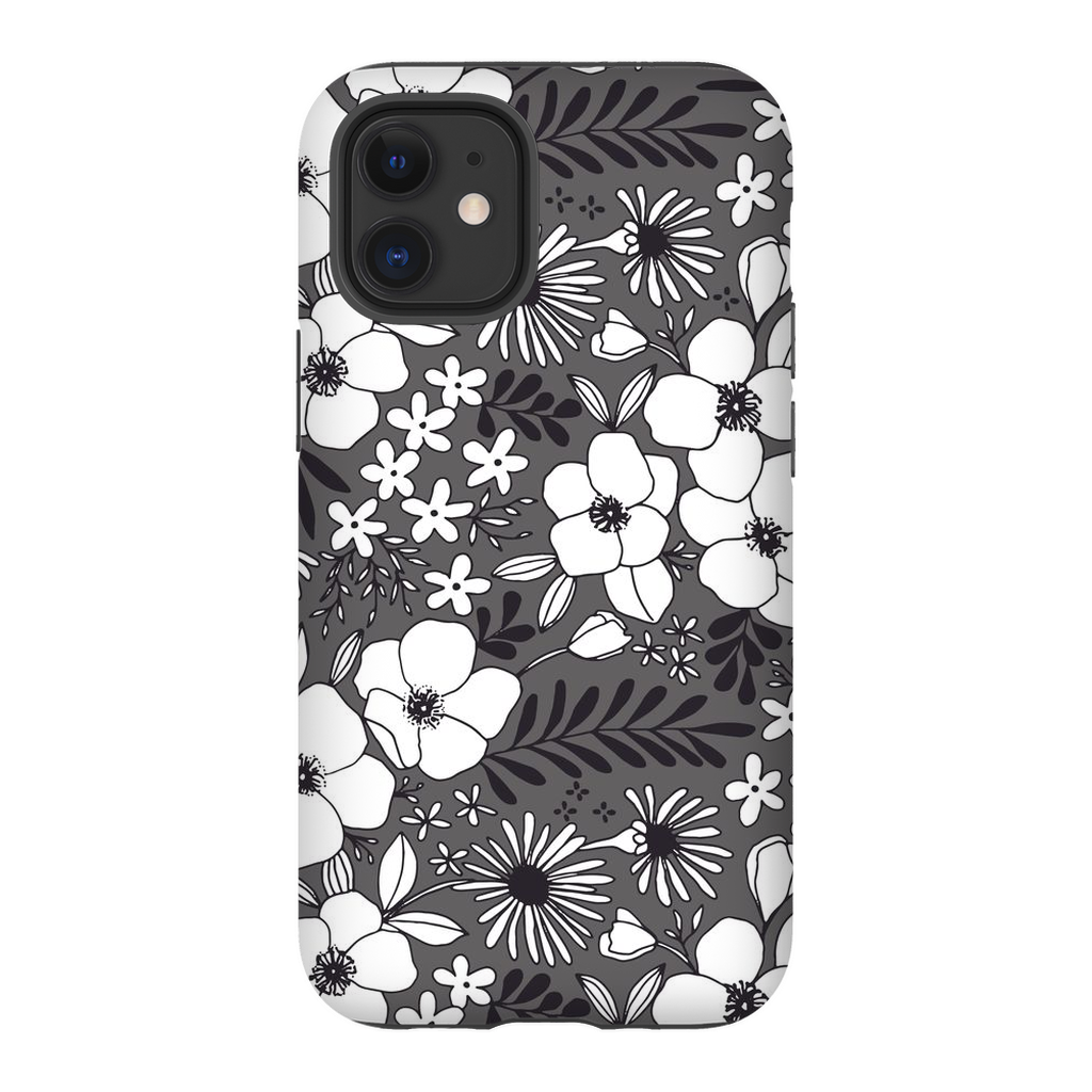 Grey Floral Patterned Phone Case