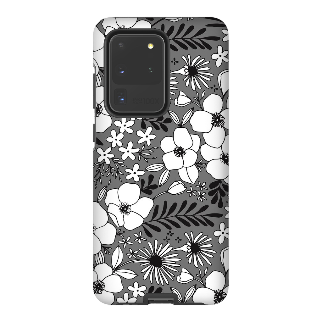 Grey Floral Patterned Phone Case