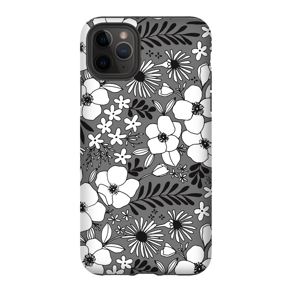 Grey Floral Patterned Phone Case