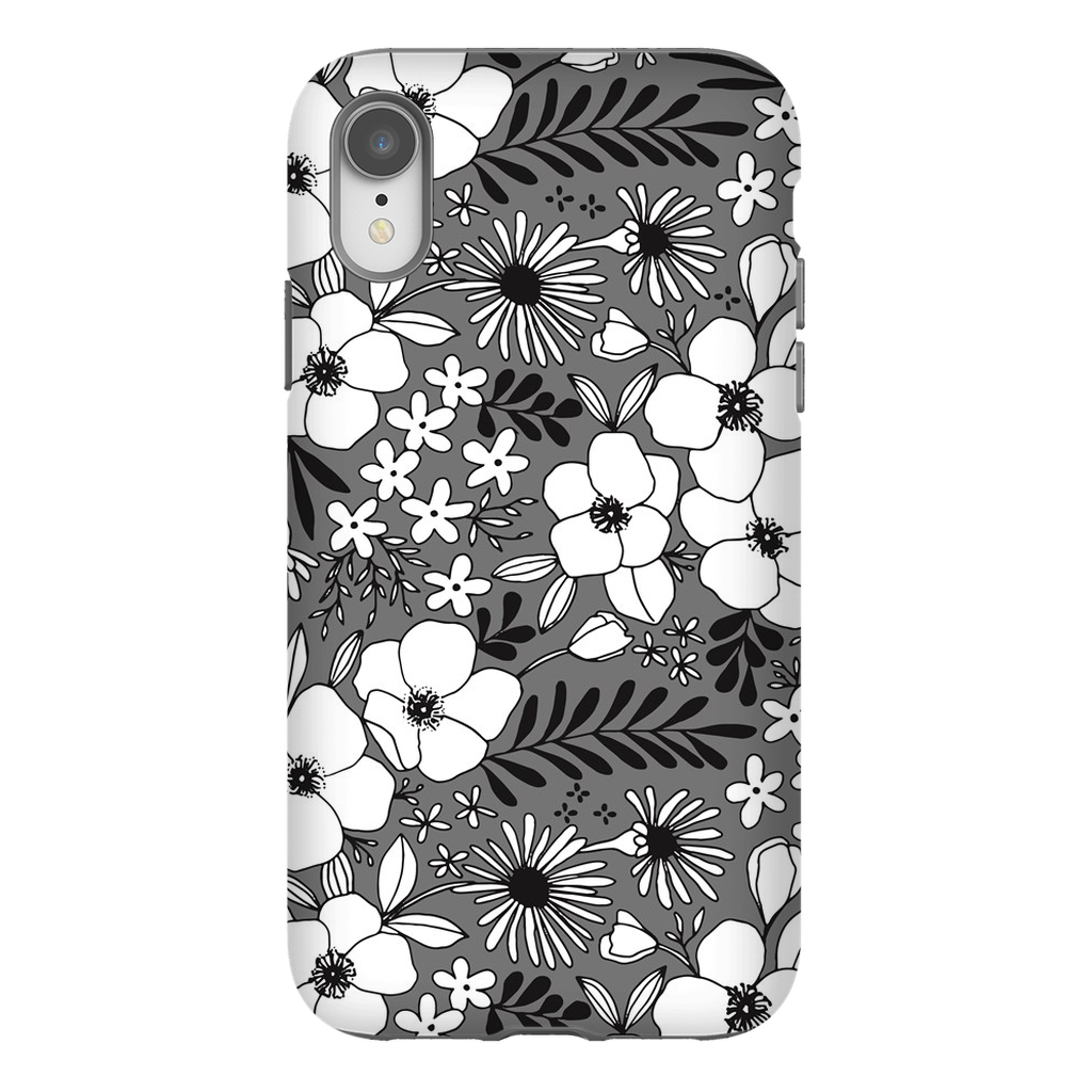 Grey Floral Patterned Phone Case
