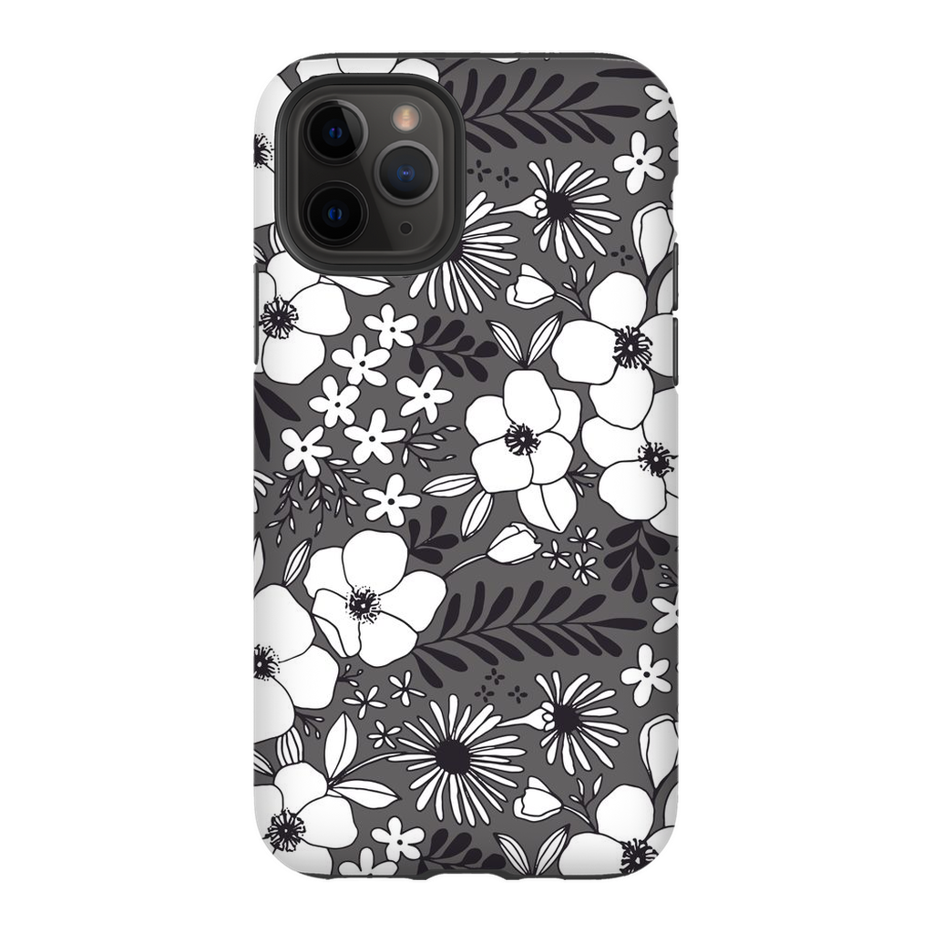 Grey Floral Patterned Phone Case