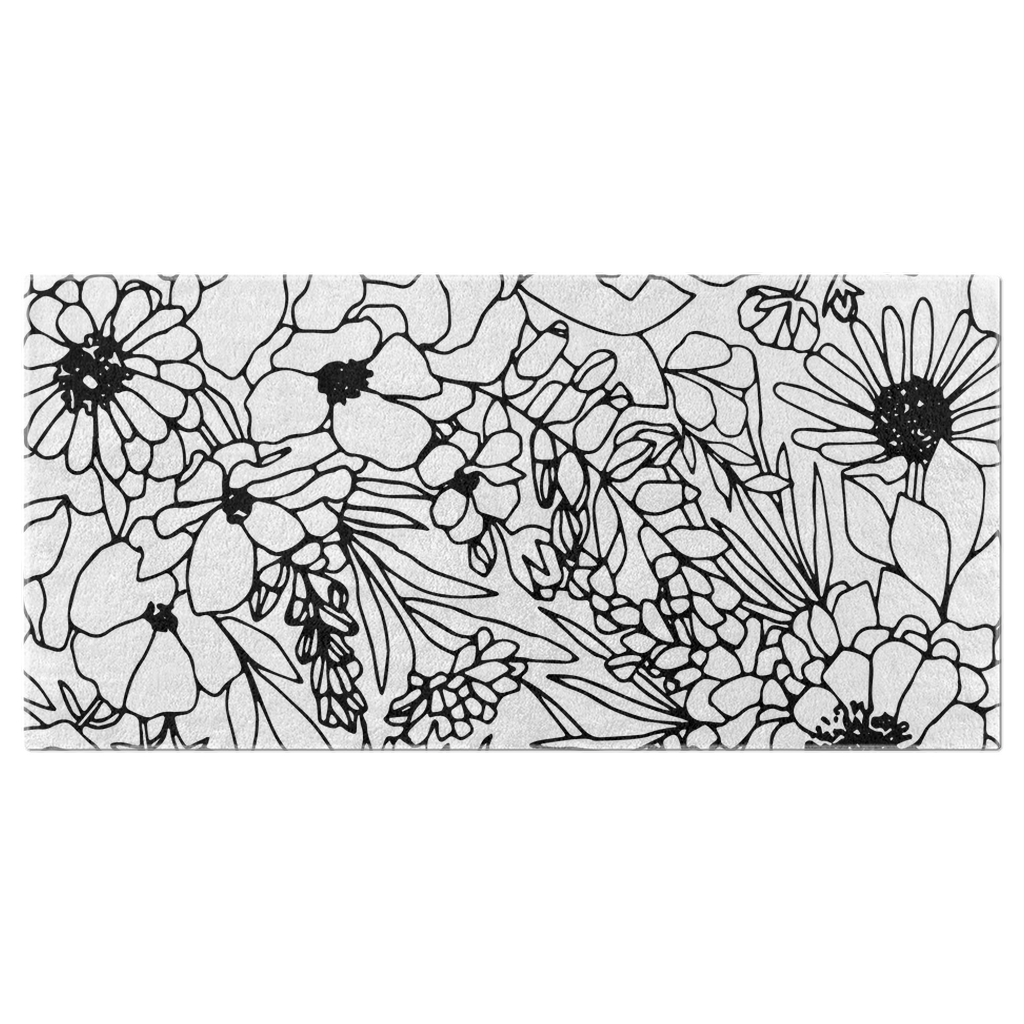 White floral Beach Towel