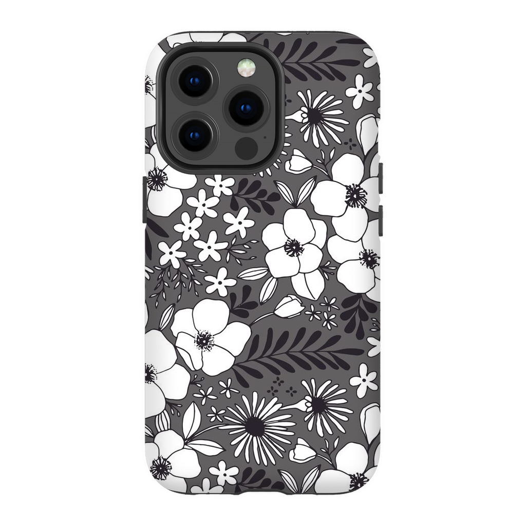 Grey Floral Patterned Phone Case