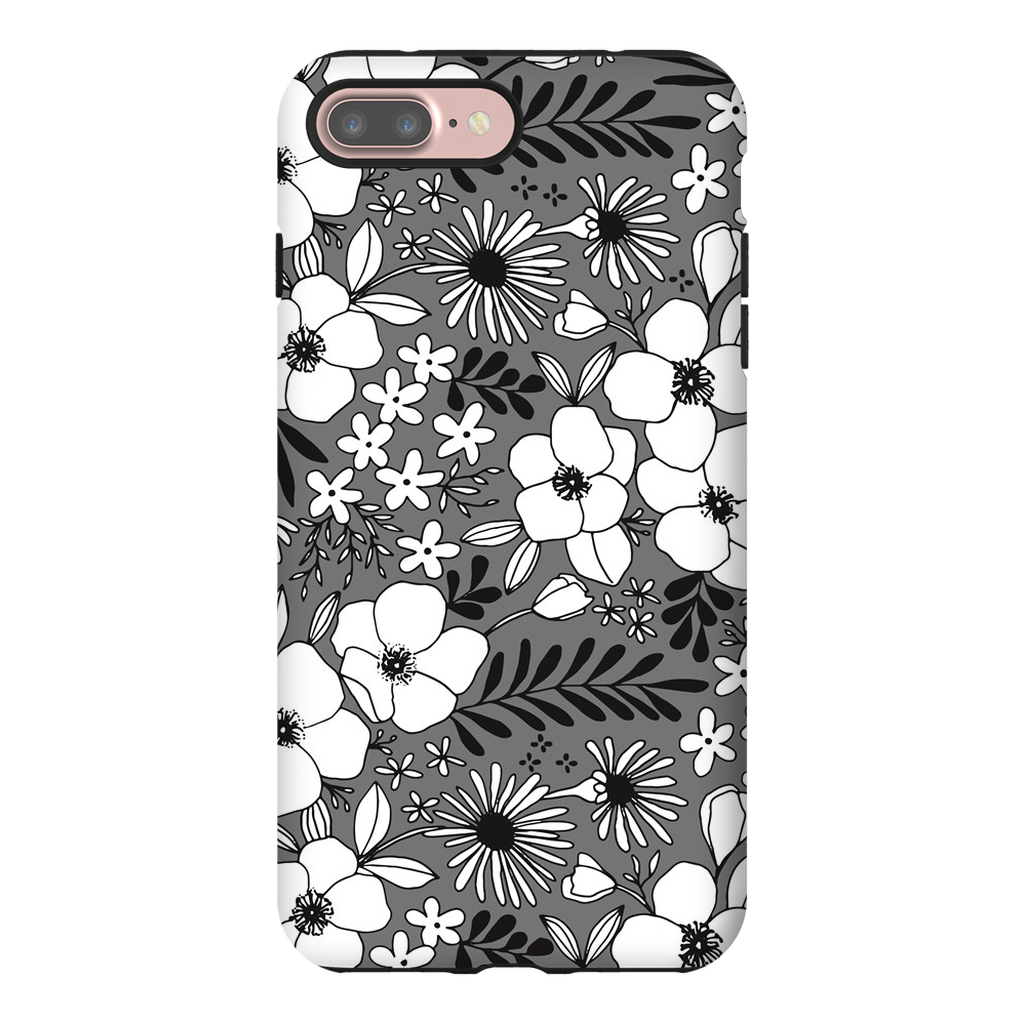 Grey Floral Patterned Phone Case