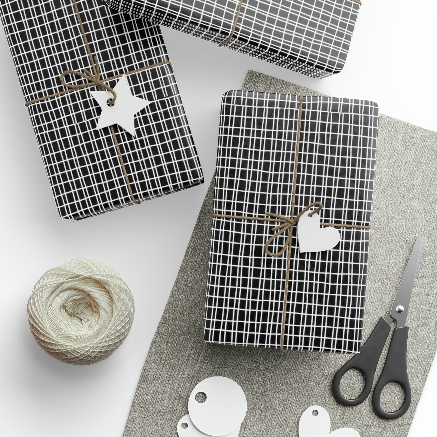 Black Grid Wrapping Paper