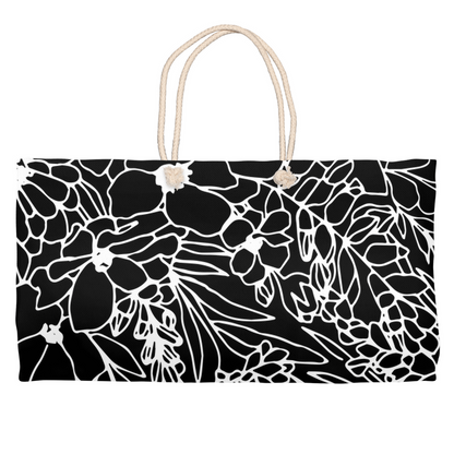 Black Floral Beach Tote