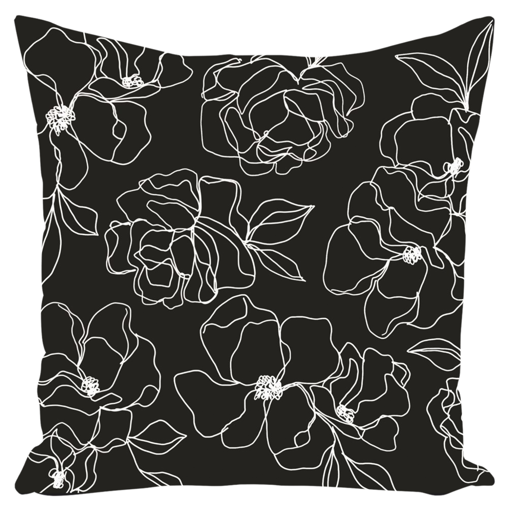 Black Floral Pillow