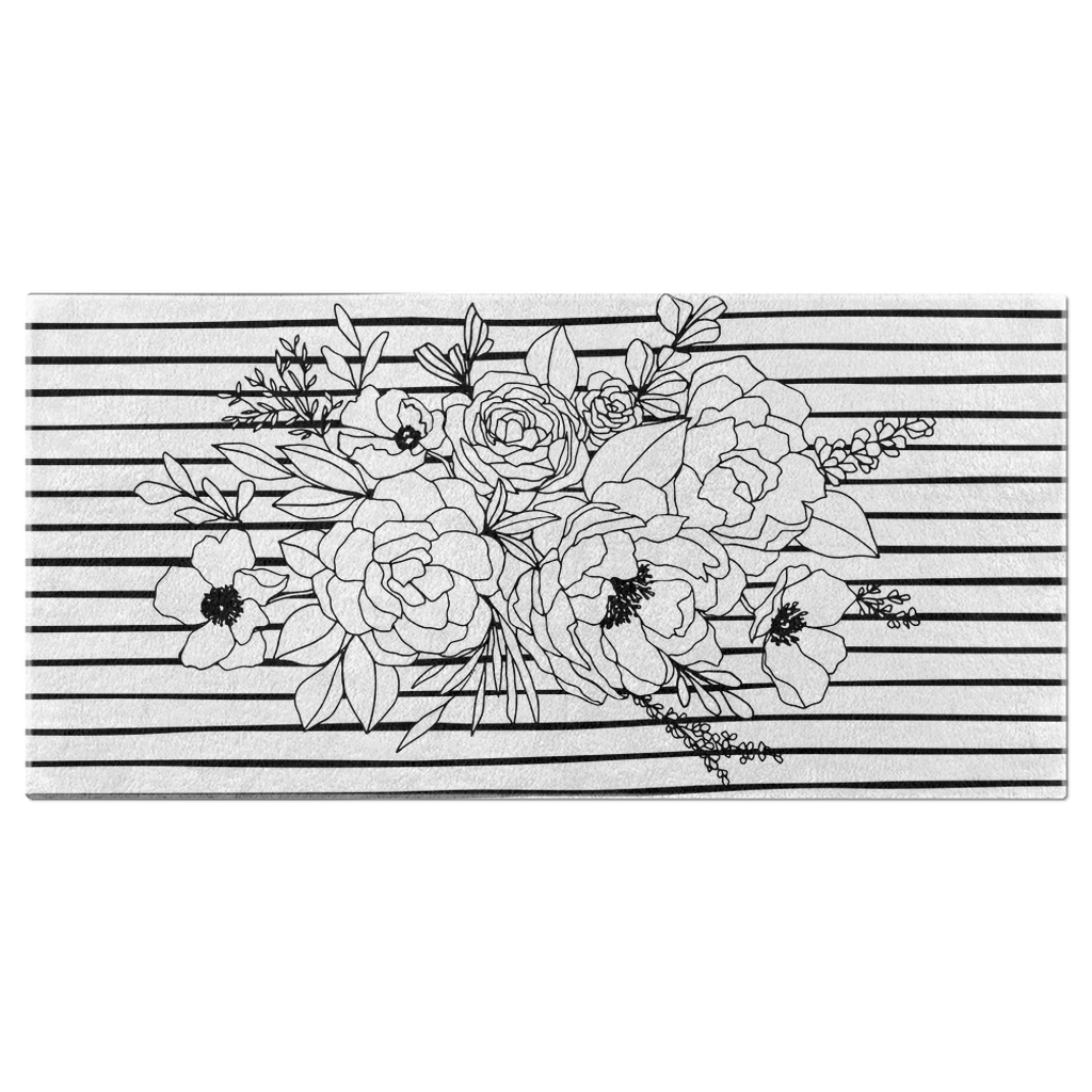 Stripe Flower Beach Towel