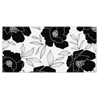 Black Flower Beach Towel