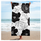 Black Flower Beach Towel