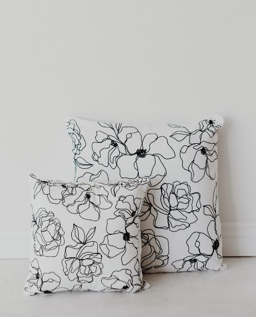 White Floral Patterned Pillow